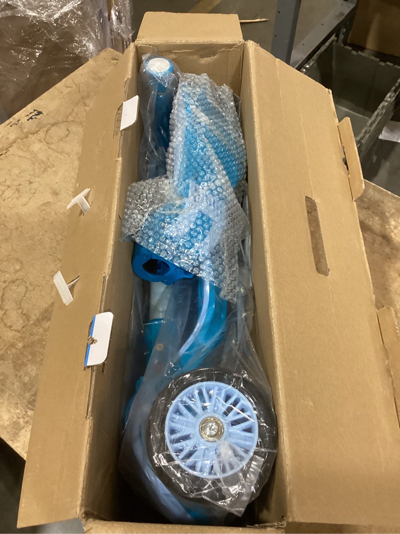 Condition photo showing New/Like New for 2-in-1 adjustable kick scooter for kids 3-5 (suitable 3-12 years),5-level handlebar & removable seat, led light-up wheels, wide deck, foldable design for indoor/outdoor use - girls & boys blue