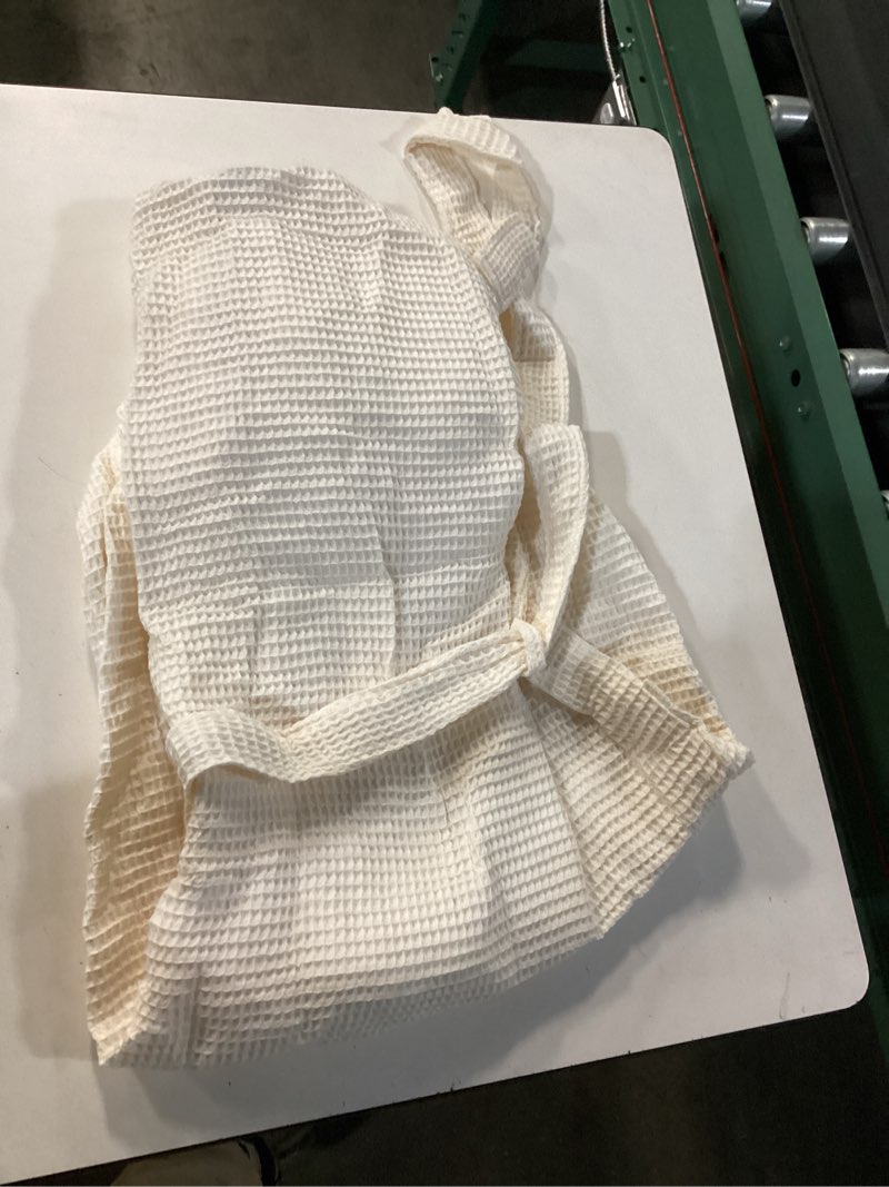Condition photo showing New/Like New for organic turkish waffle robe long length, m, ivory