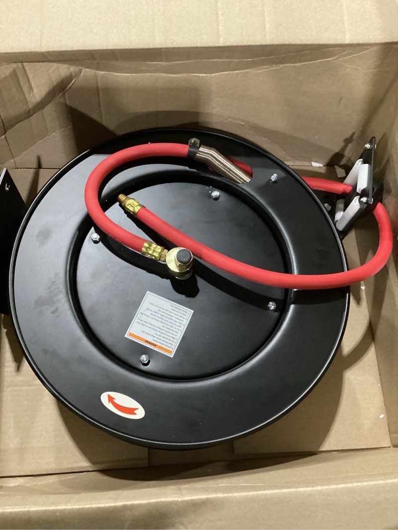 Condition photo showing Good Condition for maxworks 50104 25ft auto rewind retractable reel with 3/8" x 25' long air hose with brass fittings