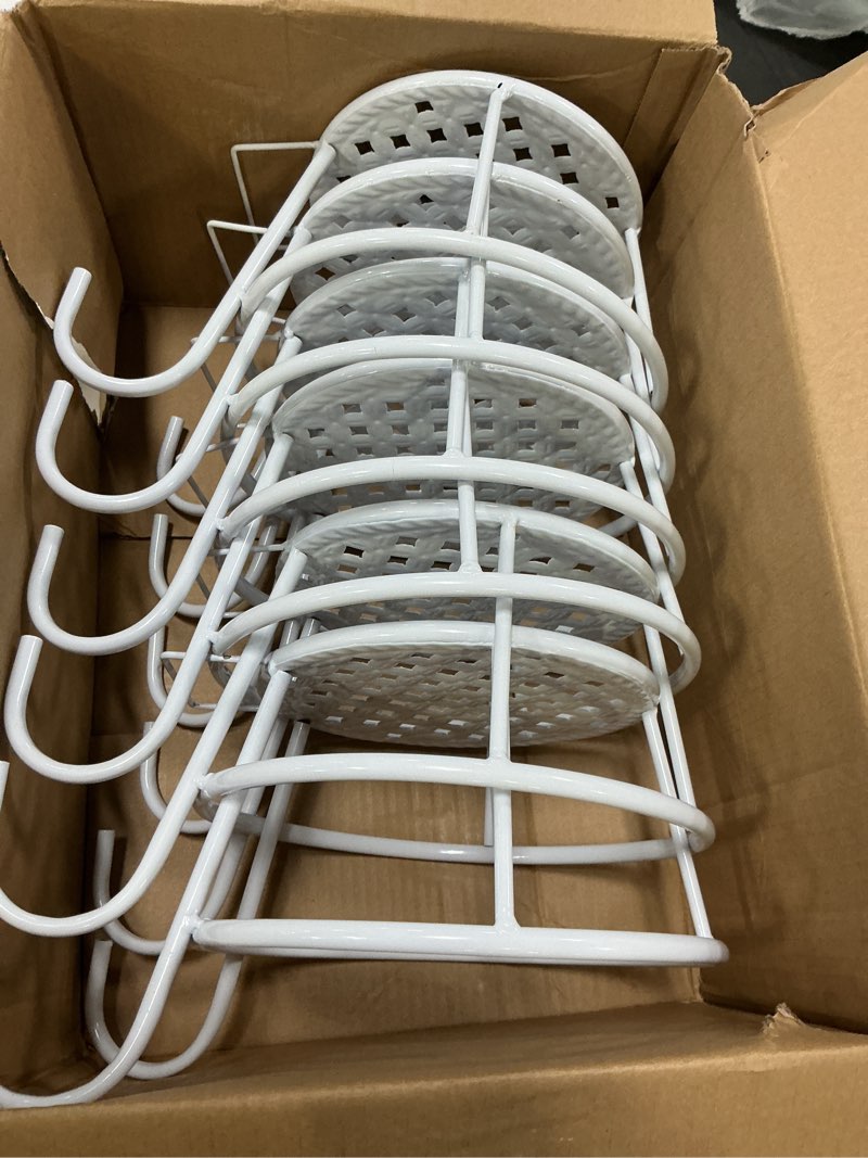 Condition photo showing Good Condition for dandat 6 pcs 8.7'' iron metal railing flower pot hanging planter baskets stair railing plant holder for patio balcony outdoor plants(white)