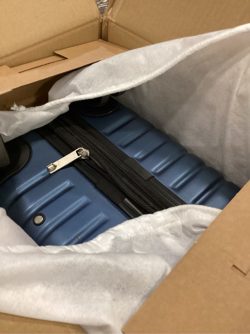Condition photo showing As Is for level8 grace carry on luggage airline approved, 20 inch expandable hard sided luggages with spinner wheels, harshell small rolling suitcase for women men with tsa lock, blue blue 20 inch - ext