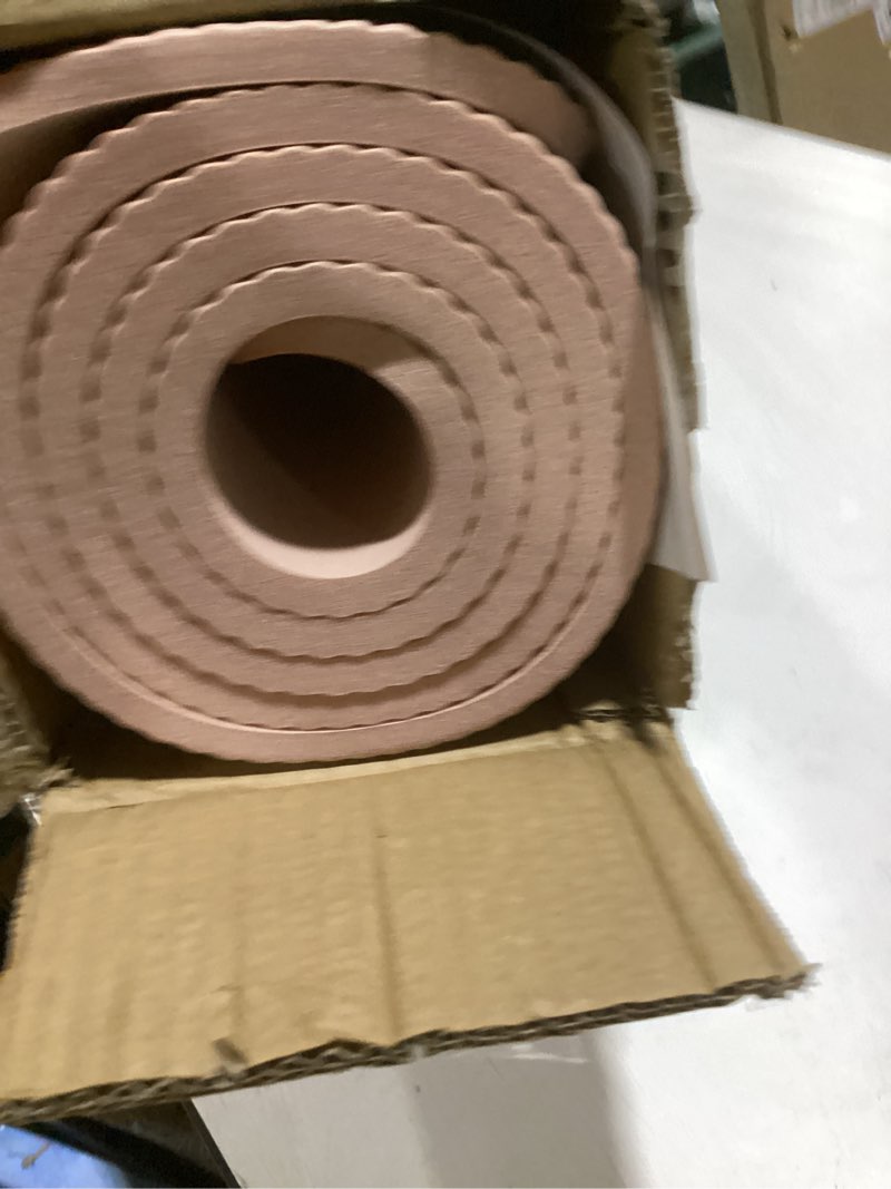 Condition photo showing New/Like New for gaiam yoga mat, pilates & exercise mat, thick 2/5" (10mm) workout mat with easy-cinch carrying strap for home & gym workouts french rose 2/5" (10mm)