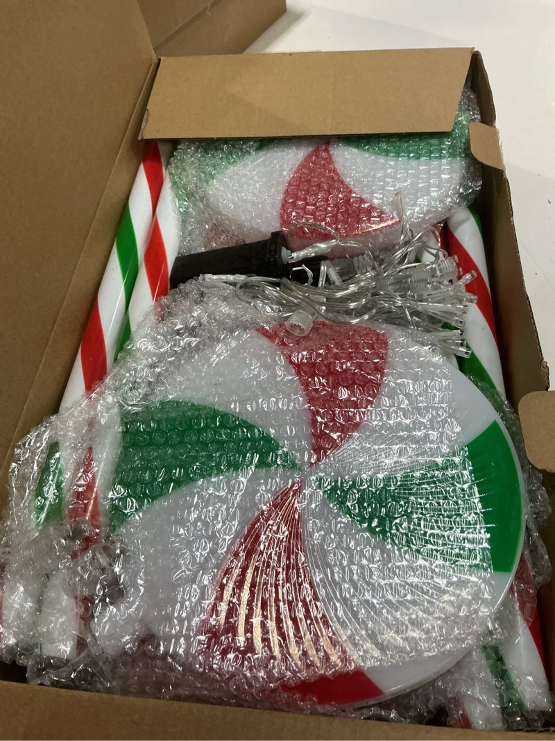 Condition photo showing New/Like New for Lollipop Christmas Pathway Lights Outdoor, 6 Pack 29 Inch 160 LED Pathway Markers Lights with Stakes, Lighted Candy Cane with 8 Light Modes for Xmas Walkway Decor(Red Green and White)