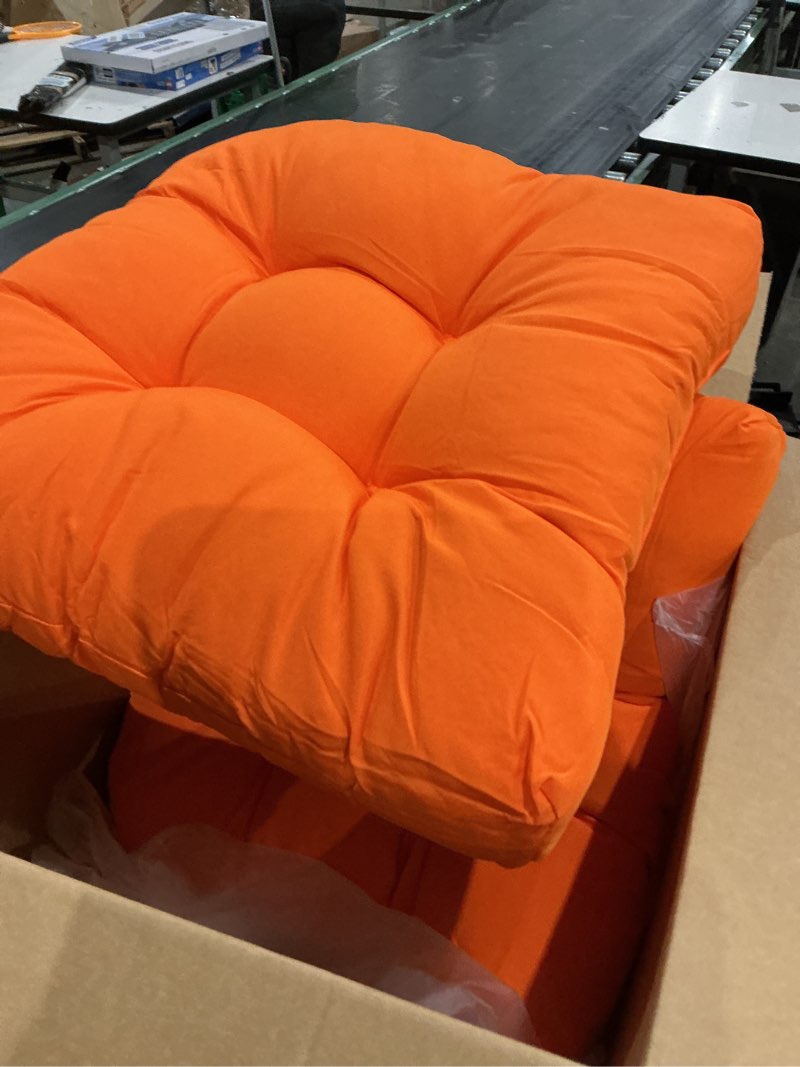 Condition photo showing Good Condition for blazing needles twill rounded back chair cushion,tangerine dream, 2pk