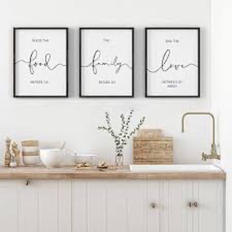 comurdyo Bless The Food Before Us Sign Wall Decor 16"x11" Set of 3 Kitchen Dining Room Wall Hanging 