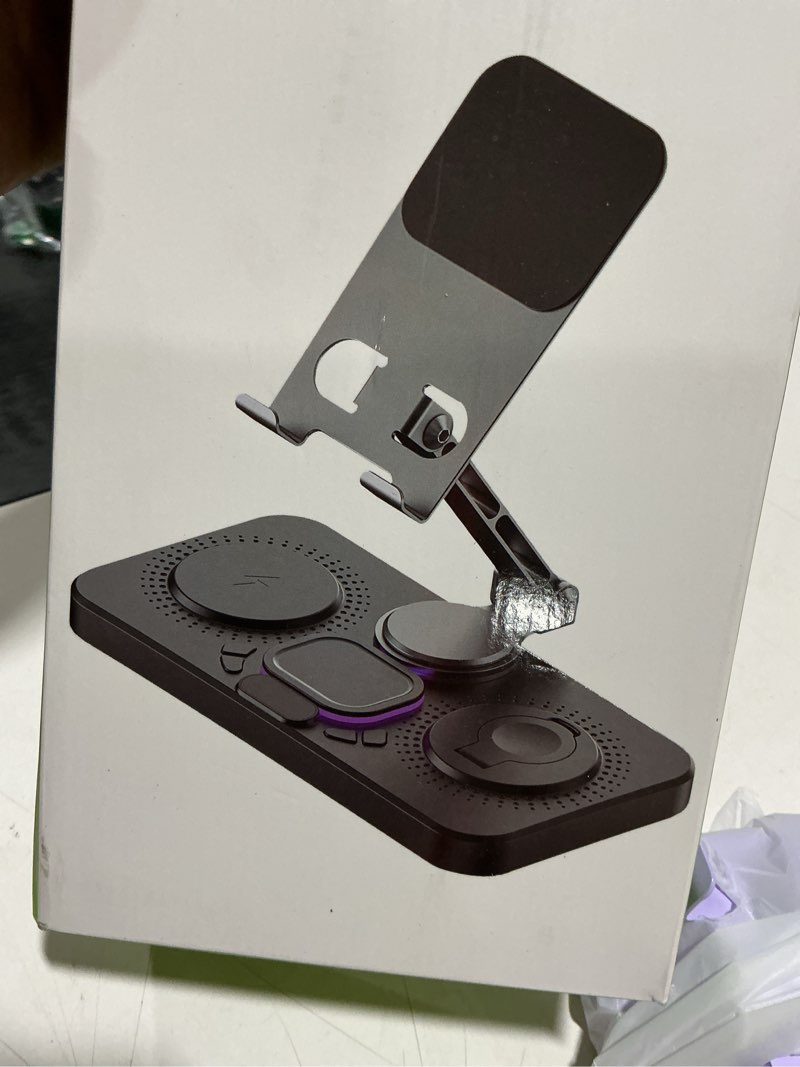 6-in-1 wireless charging station for multiple devices with clock & night light, 30w fast charger dock for iphone 16/15/14/13/12 series, samsung galaxy s23/s22, airpods, ipad & apple watch purple