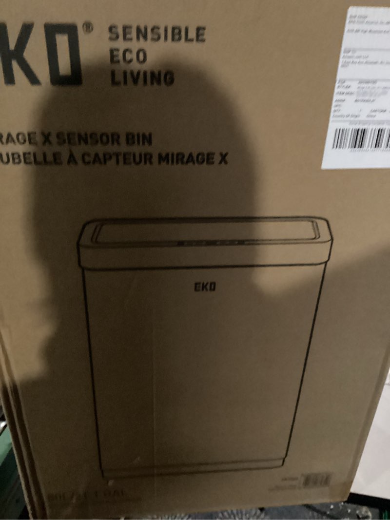 Condition photo showing New/Like New for EKO Mirage X 80 Liter / 21.1 Gallons Motion Sensor Trash Can, Automatic Large Kitchen Trash Can Touchless, Stainless Steel Mirage 80L - Stainless Steel