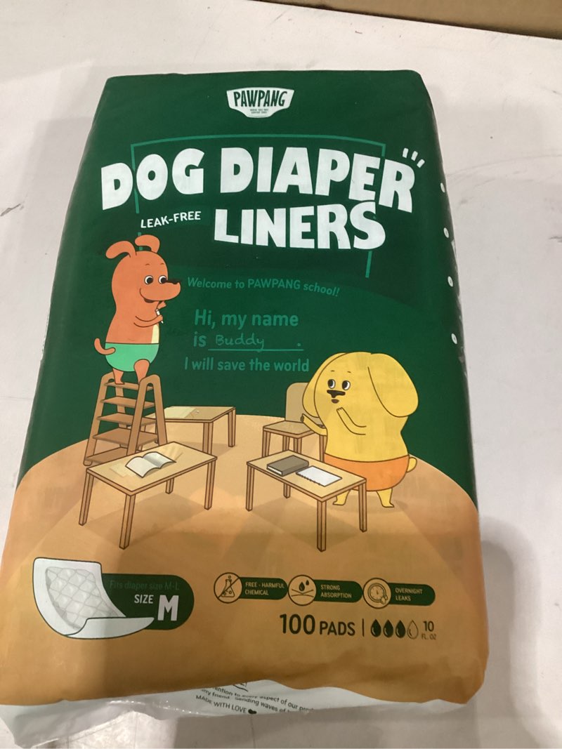 Condition photo showing New/Like New for pawpang disposable dog diaper liners booster pads for male & female dogs, 100ct, 5 sizes options, doggie diaper inserts fit most types of dog diapers - pet belly bands & male wraps (medium(100ct)) standard pack medium (100 pads)