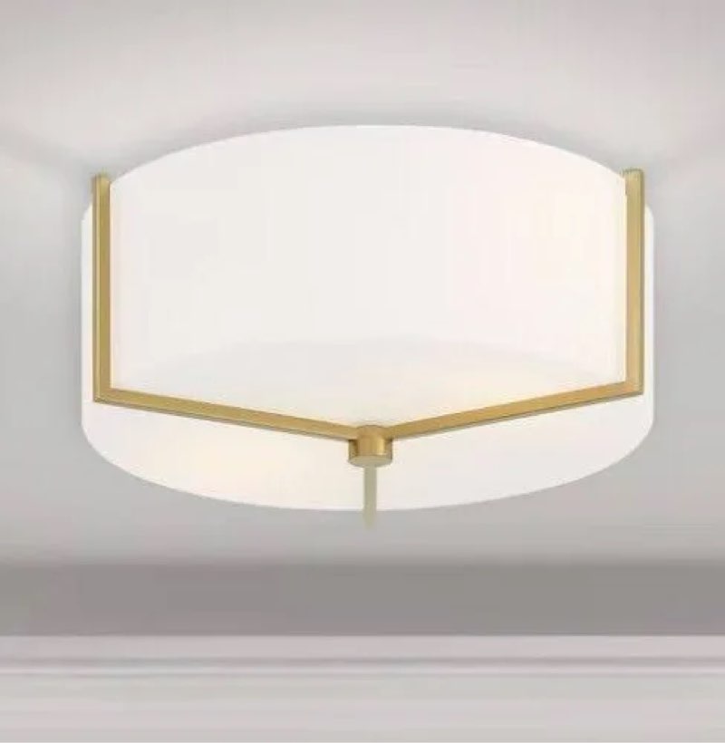 allen + roth fowler 2 light 13.25 in brushed gold semi flush mount light