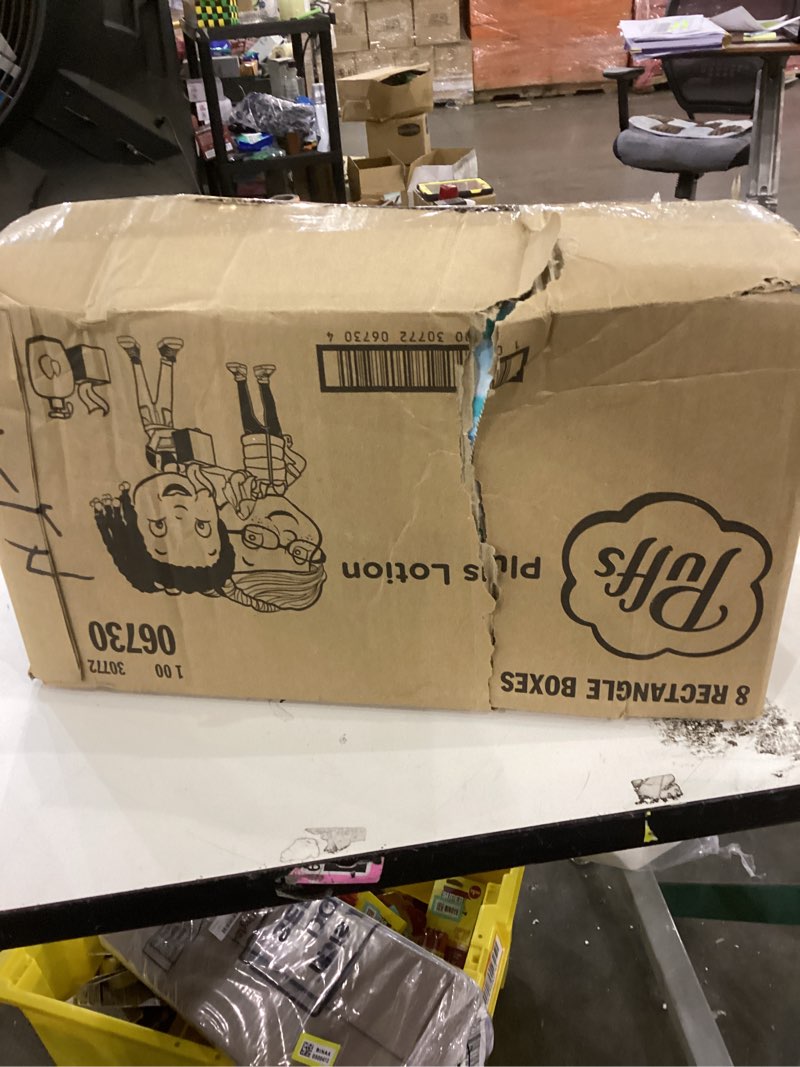 Condition photo showing New/Like New for Puffs plus lotion 8 rectangle boxes