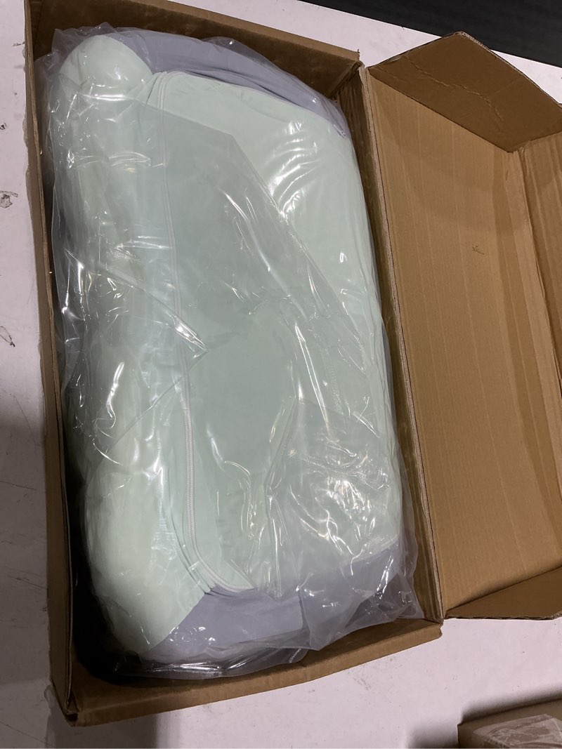 Condition photo showing New/Like New for natural latex pillow for adults - ergonomic support for maternity, home & couples, multi-functional for sleeping, lounging, reading, removable washable cover (green)