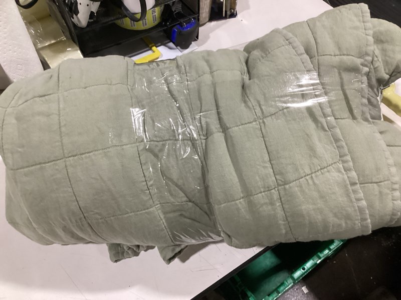 Condition photo showing As Is for olive green quilt quince 