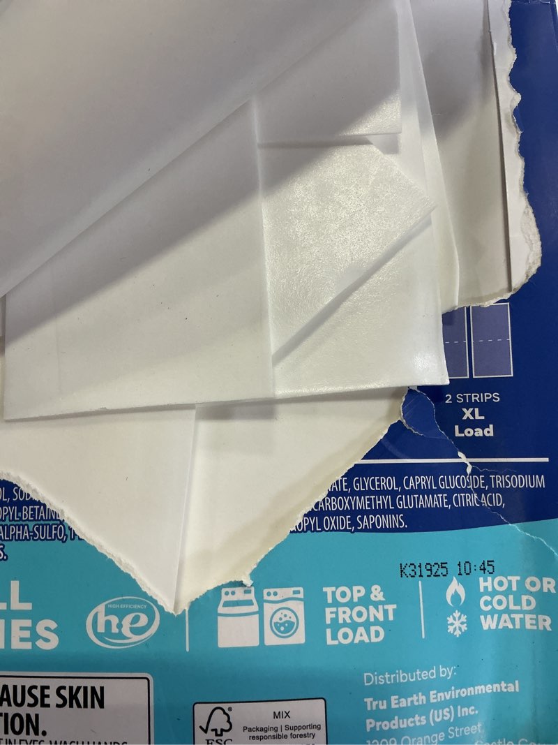 Condition photo showing Good Condition for Tru Earth Compact Dry Laundry Detergent - Up to 128 Loads (64 Sheets) - Paraben-Free - Original Eco-Strip Liquidless Detergent, Travel - Fresh Linen | Packaging May Vary Fresh Linen 64 Count (Pack of 1)
