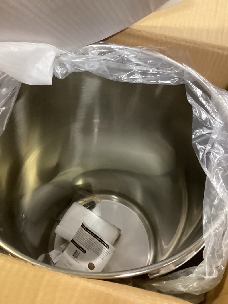 Condition photo showing New/Like New for 35 Lbs Stainless Steel Dog Food Storage Container with Airtight Wooden Lid & Ceramic Bone Handle, Large Metal Dog Food Bin, Pet Treat Jars for Dogs & Cats, Keep Fresh, Easy to Clean 35 lbs - 1pk