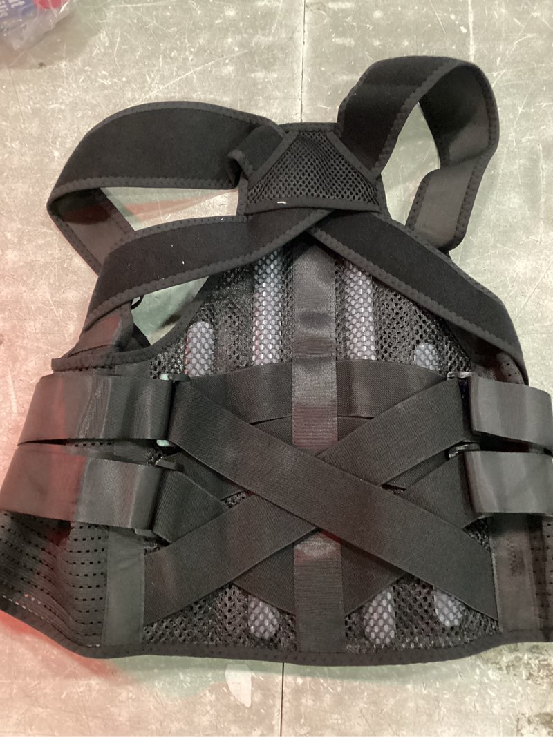 Condition photo showing As Is for posture corrector for women & men, back brace advanced full back support for upper & lower back pain relief, spine, neck, and hump, x-style medical-grade lumbar support system with adjustable shoulder straightener and breathable design for long sitting and exercise black medium (waist 35"-39")