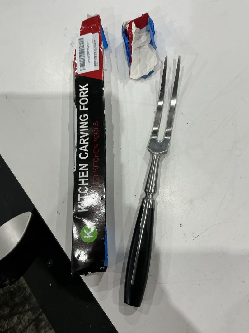 Condition photo showing Good Condition for carving fork, meat fork, 12 inch cooking fork, stainless steel bbq fork, long metal chef pro kitchen forks for barbecue, serving, cooking, grilling, roasting curved fork 12 inch