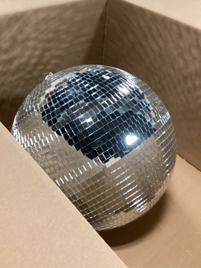 Condition photo showing Good Condition for 16-Inch Large Disco Ball – Mirror Ball Disco Ball Decor for Parties, Weddings, and Fun Party Events 16 in