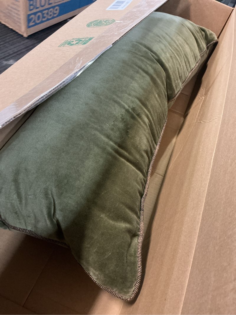 Condition photo showing Good Condition for Loloi Chris Loves Julia Liza Collection PCJ0020 Dark Green 13'' x 35'' Cover w/Down Pillow 13'' x 35'' Cover w/Down Dark Green