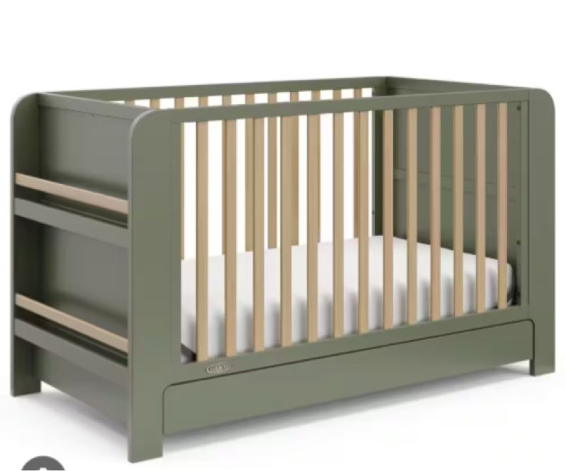  Read with Me Olive with Driftwood 3-in-1 Convertible Crib with Drawer