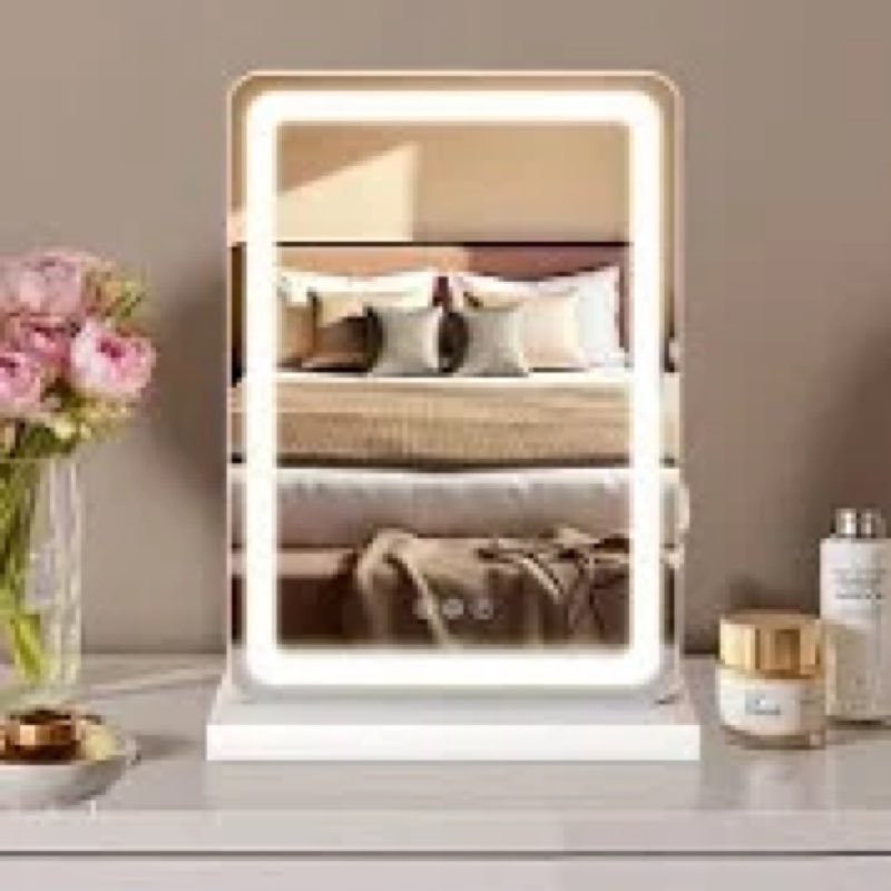 AOBEO Vanity Mirror with Lights, 11" x 14" LED Makeup Mirror with Smart Touch 3 Colors Dimmable, 360