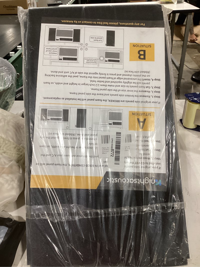 Condition photo showing As Is for 2 pack window air conditioner side panels, ac window seal kit window well ac covers for outside unit, window insulation for summer heat and winter, 17in high x 9in wide x 1in thick, black