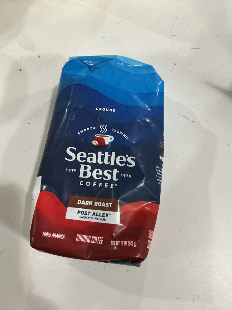 Condition photo showing Good Condition for (Best by 05 mar 2026)Seattle's Best Coffee Post Alley Blend (Previously Signature Blend No. 5) Dark Roast Ground Coffee, 12 Ounce (Pack of 1) Post Alley Blend 12 Ounce (Pack of 1)