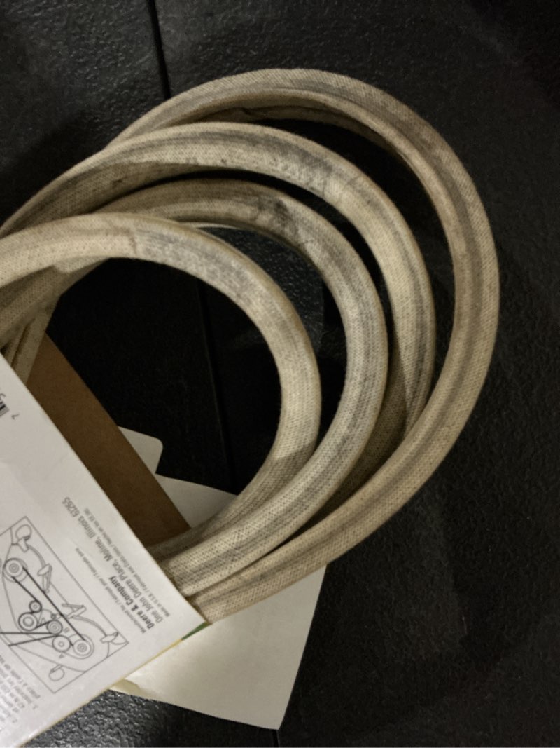 Condition photo showing As Is for 54 in. mower deck drive belt