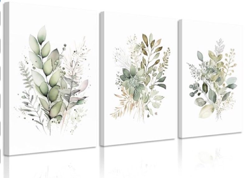 watercolor botanical wall art set of 3 boho floral canvas wall decor prints sage green wildflower wall art modern flower pictures botanical painting for bedroom bathroom 16x24 inch unframed