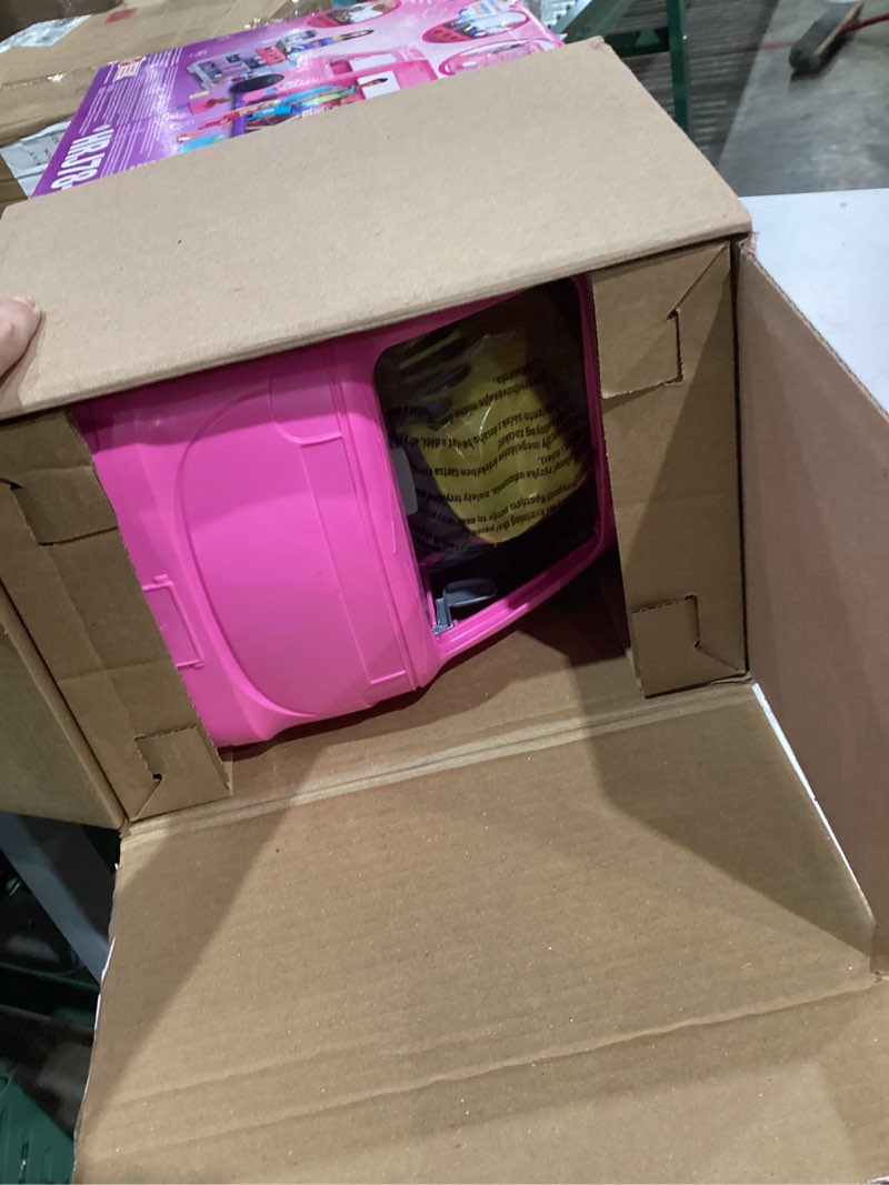 Condition photo showing New/Like New for Barbie Dream Camper New for 2025 Playset with Roof Tent, Swing Chair, Fishing Pond, BBQ Grill with Color-Change Feature & 60+ Accessories Including Dough