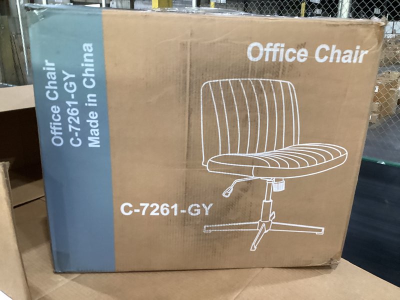Condition photo showing New/Like New for sweetcrispy criss cross chair legged, armless office swivel desk chairs no wheels, vanity height adjustable wide seat comfy cute computer task seating for home bedroom, grey