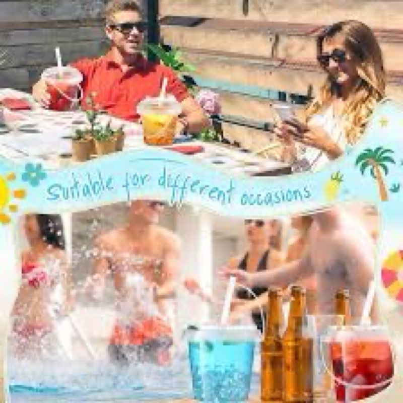 funnymoom 200 set 24oz clear plastic drink buckets with lids and straws disposable iced coffee cups 