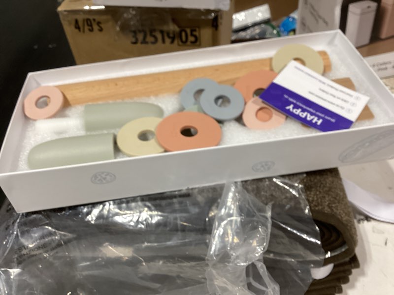 Condition photo showing New/Like New for geesta adjustable wood rolling pin with 5 thickness rings, precise dough roller handle press design with measurement guide for fondant, pizza, pie crust, cookie, pastry baking decorating accessories western