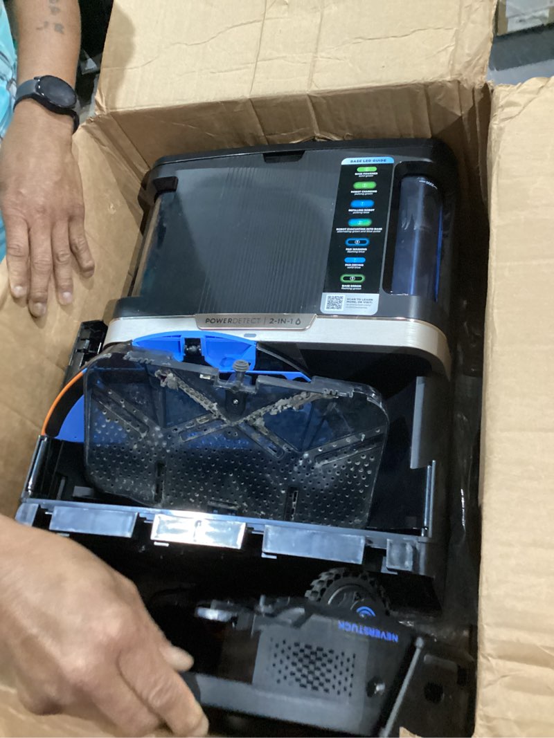 Condition photo showing As Is for Shark Robot Vacuum & Mop Combo, PowerDetect NeverTouch Pro, Self-Emptying, Self-Refill with Self-Clean Pad Wash & Dry, 60-Day Debris Capacity, 30-Day Refill Tank, 5 PowerDetect Technologies, RV2820ZE Self-Emply + Refill & Clean-Black