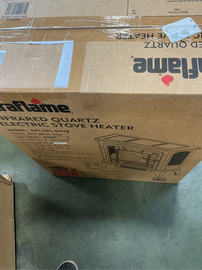 Condition photo showing New/Like New for Duraflame Electric Infrared Quartz Fireplace Stove with 3D Flame Effect, Gun Metal Gray