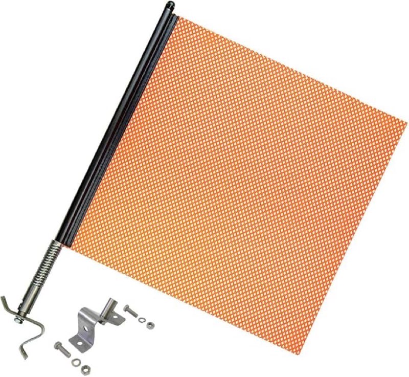 VULCAN Heavy Duty Spring Warning Flag Kit with Universal Mounting Bracket - Mesh Construction - 18 Inch