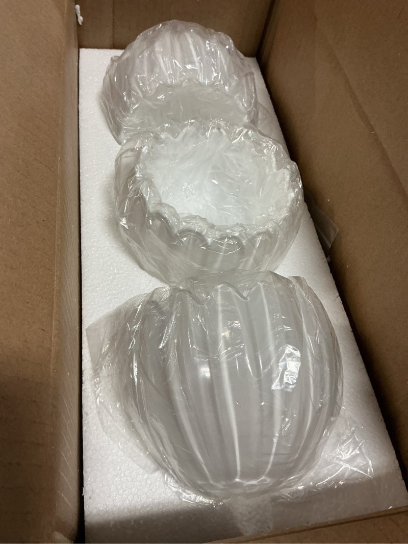 Condition photo showing Good Condition for Bathroom Light Fixtures, 3-Light Gold Vanity Light Fixtures with White Tulip Glass Shades, Bathroom Lighting Fixtures Over Mirror for Bedroom, Living Room & Hallway (Bulbs Not Included) Tulip White-Brushed Gold 3-Light
