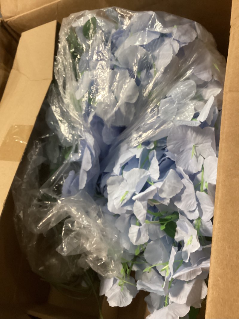 Condition photo showing Good Condition for 12pack blue wisteria hanging flowers vines 3.6ft artificial silk flowers fake wisteria bushy garland hanging rattan string for garden home wall wedding party decorations (blue) baby blue