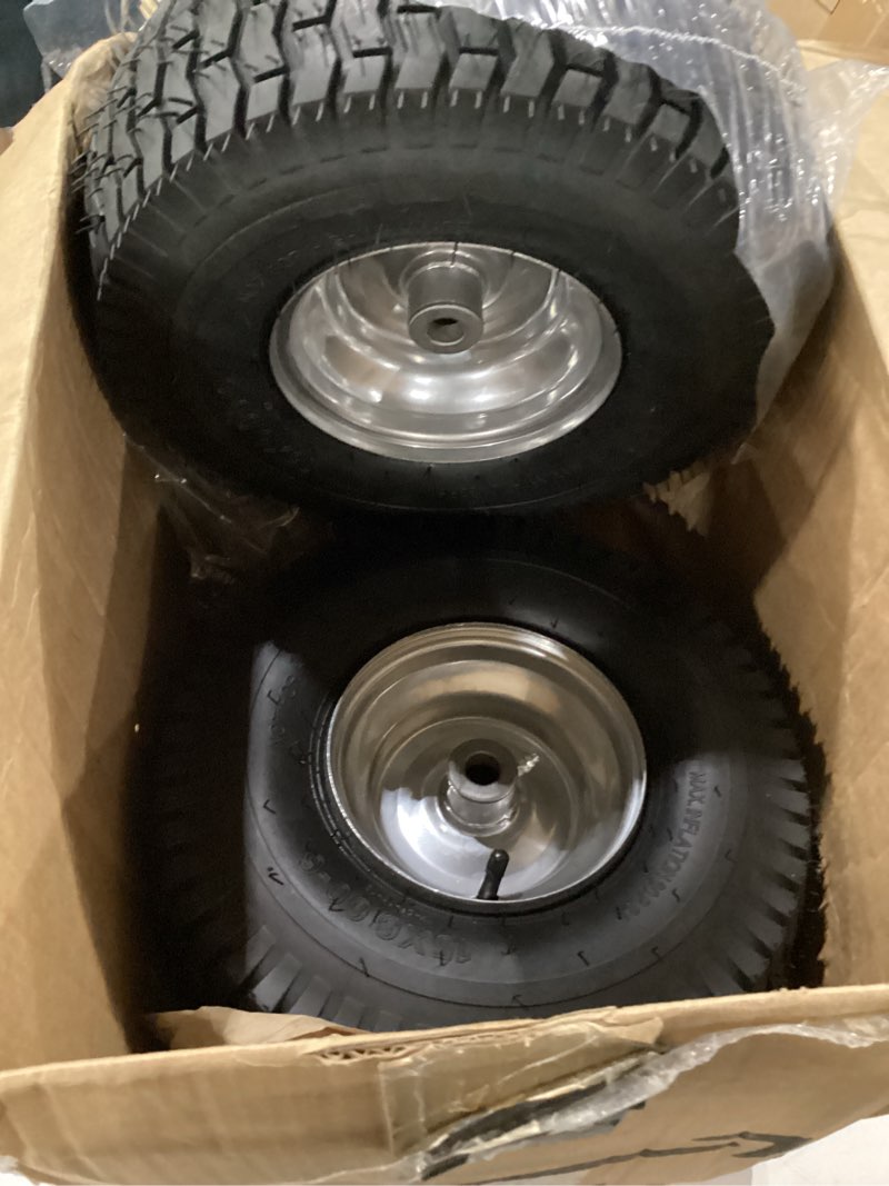 Condition photo showing New/Like New for 15x6.00-6 lawn mower tire and wheel front tire compatible with john deere craftsman husqvarna riding mowers lawn tractors