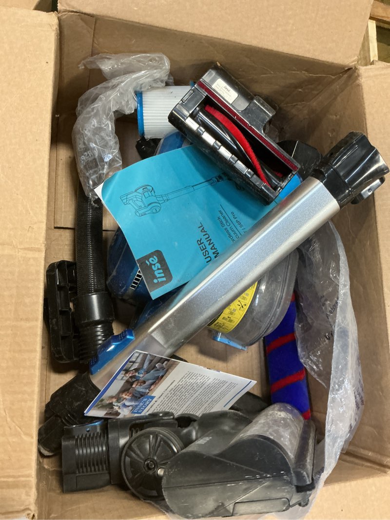 Condition photo showing As Is for 700W Cordless Vacuum Cleaners for Home with 2*Battery 8000mAh, 60kPa Brushless Rechargeable Stick Vacuum with 3 Mode, 6 In 1 Portable Handheld Cordless Vacuum for Pet Hair /Hardwood Floor/Carpet /Dorm Blue