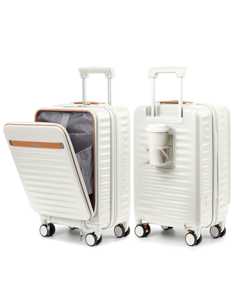 joyway carry on luggage airline approved with front 20 inch, beige