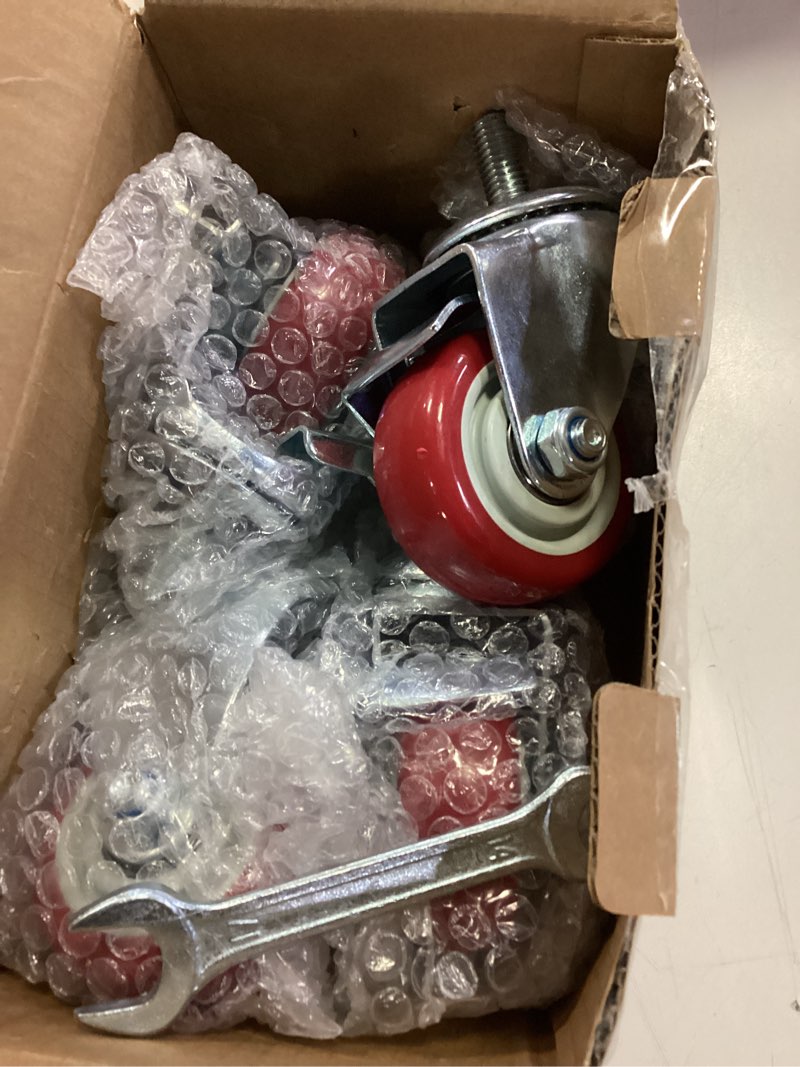 Condition photo showing Good Condition for Heavy Duty Stem Caster Wheels Soft PU Threaded Stem Casters 1/2"-13 x 1 (Stem Diameter 1/2", Stem Length 1") Dual Locking with Side Brakes Casters Set of 4 (3 Inch)