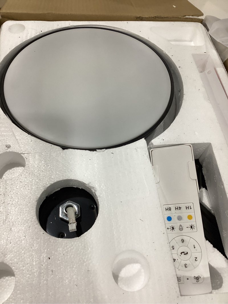 Condition photo showing Good Condition for flush mount ceiling fan with light, 52 inch, remote control, 3cct dimmable led, 6-speed silent reversible dc motor, low profile hugger ceiling fan for indoor/outdoor 90-264v 50/60hz matte black matte black 52 inches