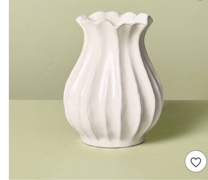 9" Pleated Ceramic Vase Sour Cream - Hearth & Hand™ with Magnolia