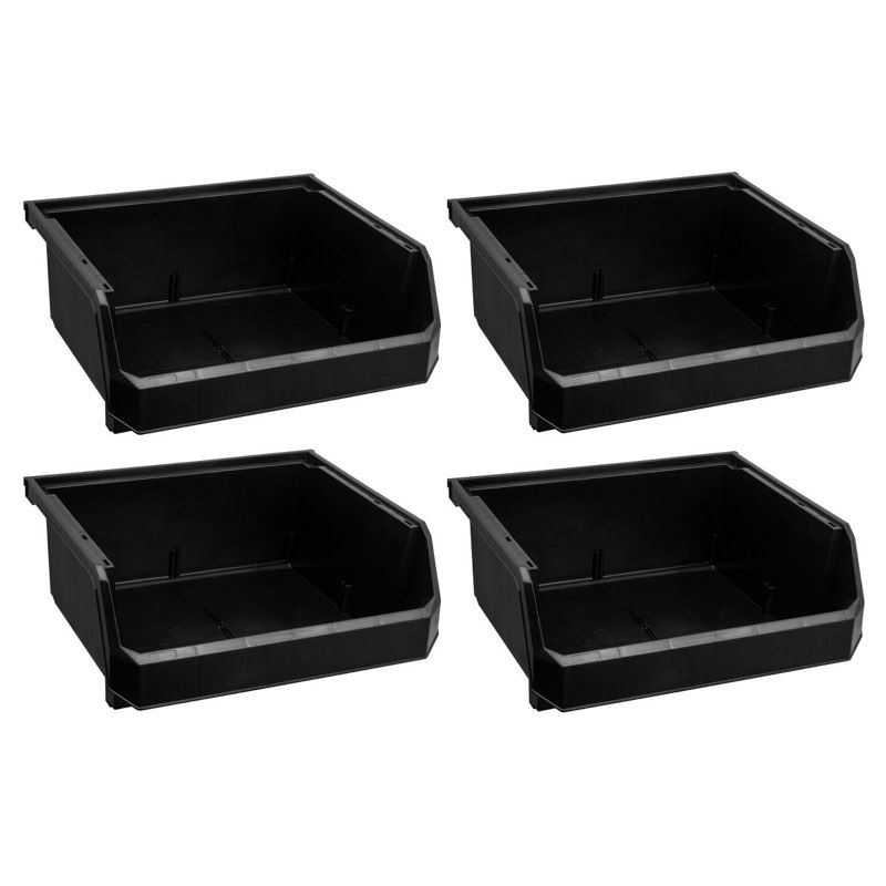 readyspace extra large plastic storage bins, stackable organizer, black, 4 pack