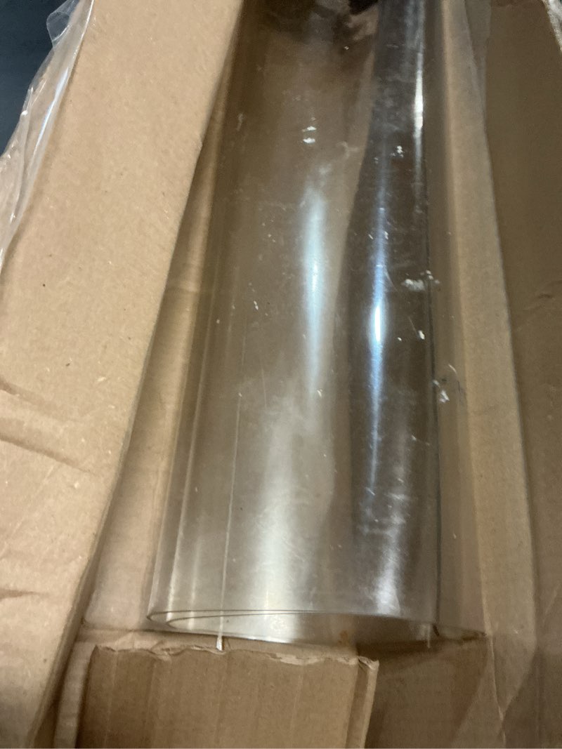 Condition photo showing As Is for 24 x 48 inch clear table cover protector, clear table protector for dining room, 1.5mm plastic table cover, waterproof table pad for kitchen, office clear 24" x 48"