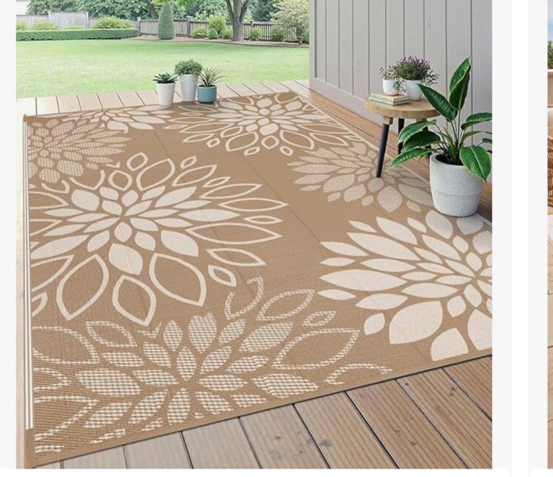 hebe waterproof outdoor rug 5x8 for patios, floral reversible plastic straw rug patio mat, indoor ou