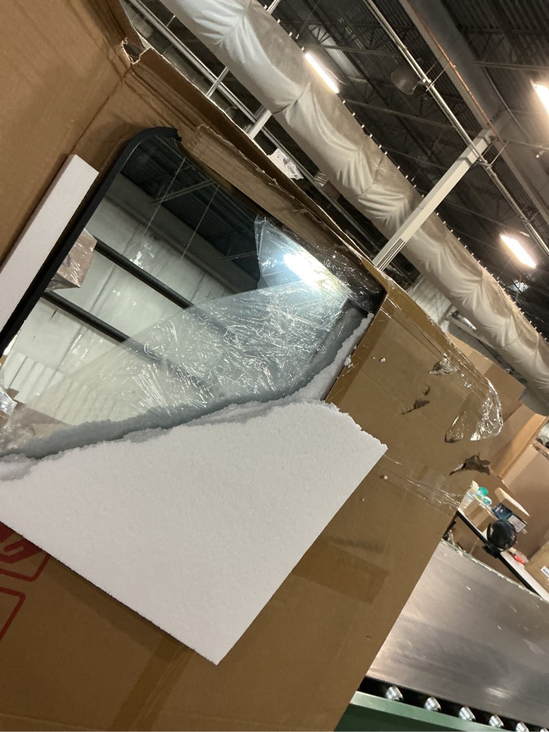 Condition photo showing New/Like New for bathroom vanity mirror for wall, 55"x30" wall mounted bathroom mirror for over sink with sturdy metal frame, vertical or horizontal, living room, bedroom, entryway(black) black 55"l x 30"w