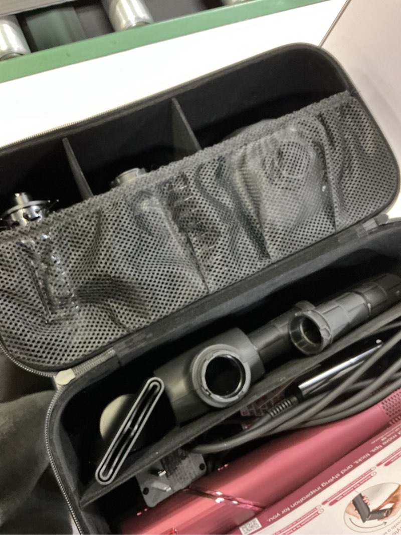 Condition photo showing As Is for shark flexstyle air styling & drying system, powerful hair dryer brush & multi-styler with auto-wrap curlers, diffuser, paddle brush, round brush, concentrator attachment, black cherry, hd457cr black cherry limited edition