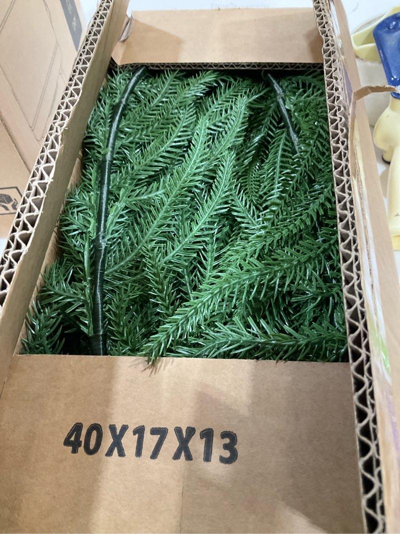 Condition photo showing New/Like New for 6 Ft Norfolk Pine Garlands, Real Touch Winter Pine Garland, Dense Green Artificial Greenery Garland for Table, Mantle, Staires, Wall, Indoor, Outdoor Christmas Decorations