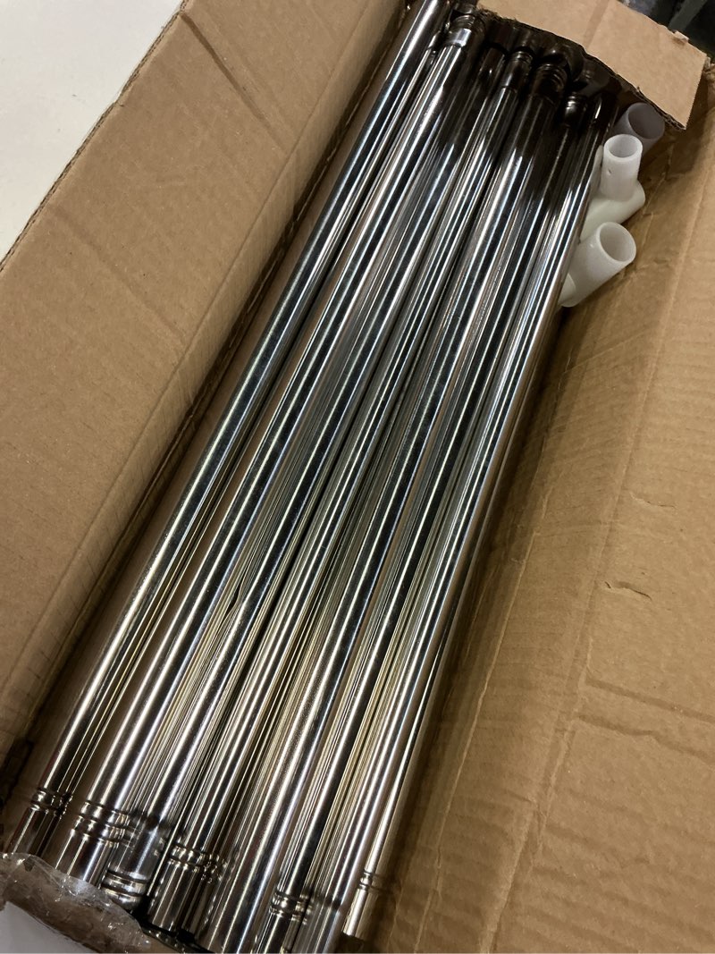 Condition photo showing Good Condition for Mengersi Canopy Bed Frame Post Queen Size,Stainless Steel Canopy Frame Poles Four Corner Bed Bracket Fit for Metal/Wood Bed Bedroom Decor Queen (59"W x 78"L) Silver-style